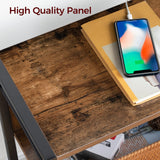 MAHANCRIS Industrial Printer Cart, 3-Tier Mobile Printer Stand, Rolling Cart with Power Outlets and USB Ports, Home Printer Stand with 2 Hooks, for Office, Living Room, Rustic Brown PTHR40E01Z MAHANCRIS