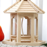 Wooden Bird Feeder for Outside Garden,Hanging Bird Feeders Wood Hexagon Shaped Gazebo Bird Feeder Large Capacity,Wood House Bird Feeder for Cardinal Sparrow Finch AiduduPet