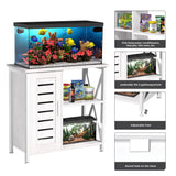 Herture 20-29 Gallon Fish Tank Stand, Aquarium Stand with Cabinet Accessories Storage, Heavy Duty Metal Frame, 31.49" L*15.74" W Tabletop, 330LBS Capacity,White PG07YGW Herture