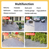 10 PCS Light Gray Acacia Wood Interlocking Deck Tiles, 12" x 12" Outdoor Striped Pattern Flooring for Patio, Balcony, Porch, Garden, Poolside Sailret