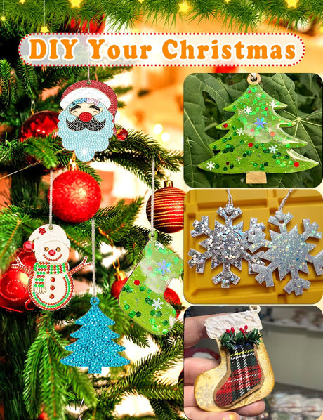Wohohoho 45Pcs Unfinished Paintable Blank Wooden Christmas Ornaments with Tray, 9 Designs DIY Predrilled Wood Ornaments for Crafts. Christmas Tree Hanging Decorations Xmas Art Birthday Gift for Kids wohohoho