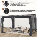 GARTOO 10’ x 13’ Upgraded Wall-Mounted Gazebo, Aluminum Outdoor Patio Lean to Gazebo Pergola with Roof, Gazebo Canopy Awnings to House for Garden, Lawn, Backyard Deck and More GARTOO