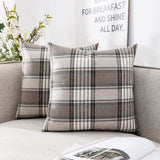 CARRIE HOME Brown Plaid Pillow Covers 18x18 Set of 2 Farmhouse Plaid Decorative Throw Pillows for Living Room Couch Sofa CARRIE HOME