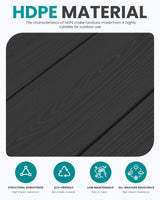 SERWALL HDPE Outdoor Patio Loveseat, Black Frame and Khaki Cushion SERWALL