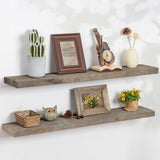 FLYJOE Floating Shelves | 8" Deep Rustic Reclaimed Barnwood Wall Hanging Shelves with Invisible Heavy-Duty Metal Bracket | Wall Mounted | Farmhouse Style | 36 inches, 2 PCs, Distressed Grey FLYJOE