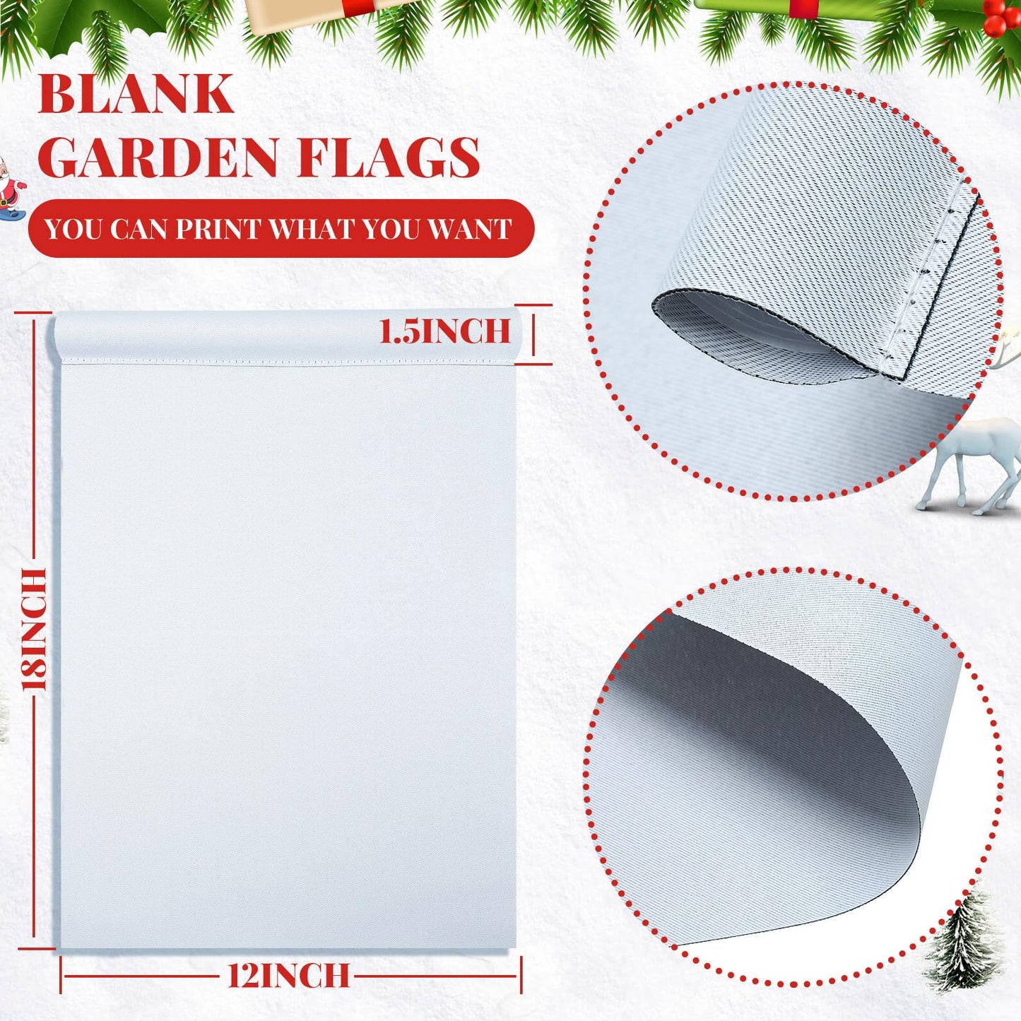 Sublimation Blank Garden Flag for Christmas and Winter Decoration Double Sided DIY Polyester Yard Flags for Outdoor Courtyard Party Home Festival Holiday, 12 x 18 Inch (10 Pieces)