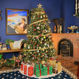 Hykolity 7.5 ft Prelit Christmas Tree, Artificial Christmas Tree with 450 Warm White Lights, 1450 Branch Tips, Metal Stand and Hinged Branches hykolity