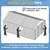 Breezestival 12x20ft Metal Carport Shed, Triple Door Outdoor Storage Building with Car Port Entry & Side Door, 700 cu ft Utility Shed with 11" Snow Load Capacity for Garden, Vehicle, Bike Storage Breezestival