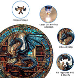 KAAYEE Wooden Puzzles for Adults-Dragon Library Wooden Jigsaw Puzzle Unique Shape Wooden Puzzle Wood Puzzle for Adults,Family Puzzles for Aduls (M-11.4 * 11.4in-200pcs) KAAYEE