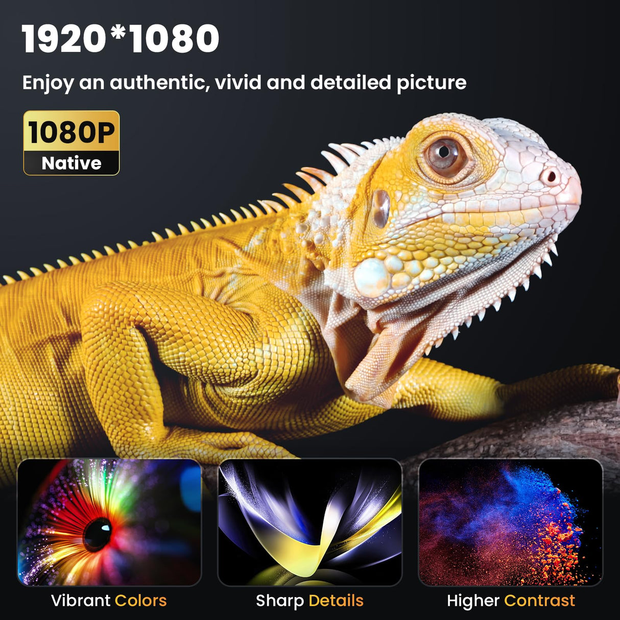 HAPPRUN Projector, Native 1080P Bluetooth Projector, Portable Outdoor Movie Projector, Full HD Mini Projector with Speaker for Home Bedroom, Compatible with Smartphone,HDMI,USB,AV,Fire Stick,PS5 HAPPRUN