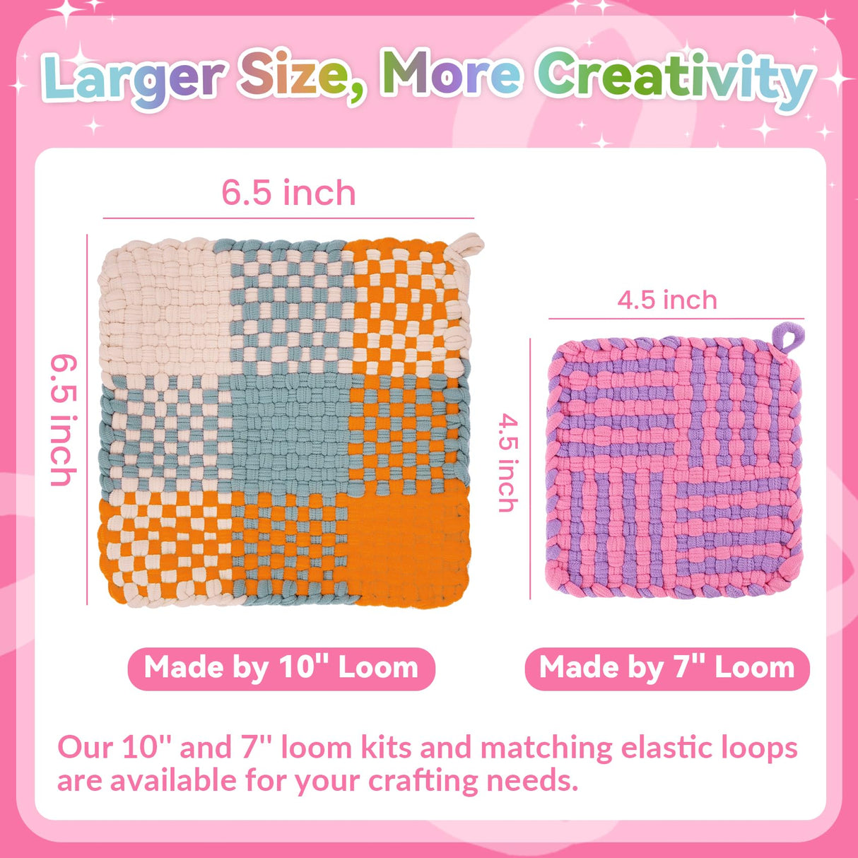 Pro 10 Inch Potholder Loom Kit for Kids & Beginners, Large Weaving Loom Crafts for Girls Age 6-12 Year Old & Adults, Gift Ideas for Birthday & Christmas, 112 Delicate Loops to Make 2 Pot Holders PREBOX