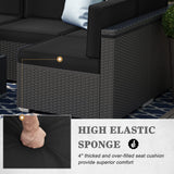 Vakollia 8 Pieces Patio Furniture Set with 44" Propane Gas Fire Pit Table, Outdoor Sectional Wicker Conversation Sofa Sets with Coffee Table Vakollia