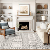 Art&Tuft 8x10 Area Rug, Super Soft Ultra-Thin Moroccan Washable Rugs 8x10, Anti-Slip Backing Rugs for Living Room, Foldable Geometric Machine Washable Area Rug(8'x10', Ivory) Art&Tuft