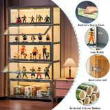 JOIHGA 5 Tier Display Cabinet with Acrylic Glass Doors, 68" Curio Display Cabinet with Adjustable Shelves, Large Capacity Storage Cabinet Collectibles Toy Organizers Rack & Display Shelf for Playroom JOIHGA