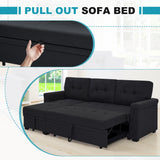 Lyngins L Shaped 3 Seat Sofa Bed with Storage, 86" Sleeper Sofa Couch with Pull Out Chaise Sectional Couch for Apartment, Bedroom, Living Room, Black Lyngins