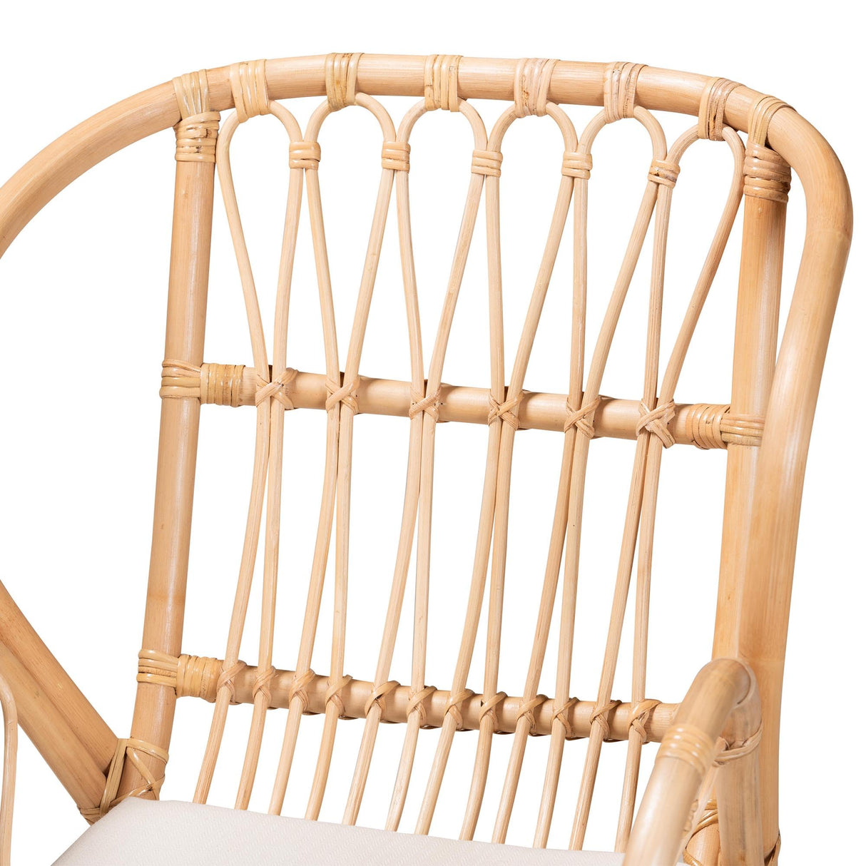 bali & pari Caelia Modern Bohemian Natural Rattan and Black Metal Dining Chair bali & pari