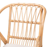 bali & pari Caelia Modern Bohemian Natural Rattan and Black Metal Dining Chair bali & pari