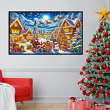 MBNTJHT Christmas Night Large Diamond Art Kits for Adults,DIY Santa Claus 5D Round Drill Diamond Painting Kits for Beginners, Large Gem Painting Art Craft Kit for Home Wall Decor 16x28 Inch. MBNTJHT
