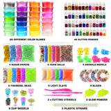 126 Pcs DIY Slime Making Kit for Girls Boys - Birthday Idea for Kids Age 5+. Ultimate Slime Supplies Include 28 Crystal Slime, 2 Glow in The Dark Powder, 48 Bottle Glitter Jar etc. BYONEBYE