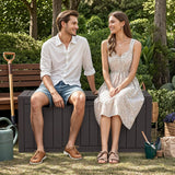 YITAHOME 100 Gallon Outdoor Storage Box, Large Water Resistant Resin Deck Box, Indoor Outdoor Lockable Storage Container for Patio, Garden, Cushions, Tools, Equipment (Dark Brown) YITAHOME