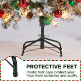 Yaheetech 4.5ft Pre-lit Artificial Christmas Tree with Incandescent Warm White Lights, Snow Flocked Full Prelighted Xmas Tree W/340 Branch Tips, 150 Incandescent Lights & Foldable Stand, Green & White Yaheetech