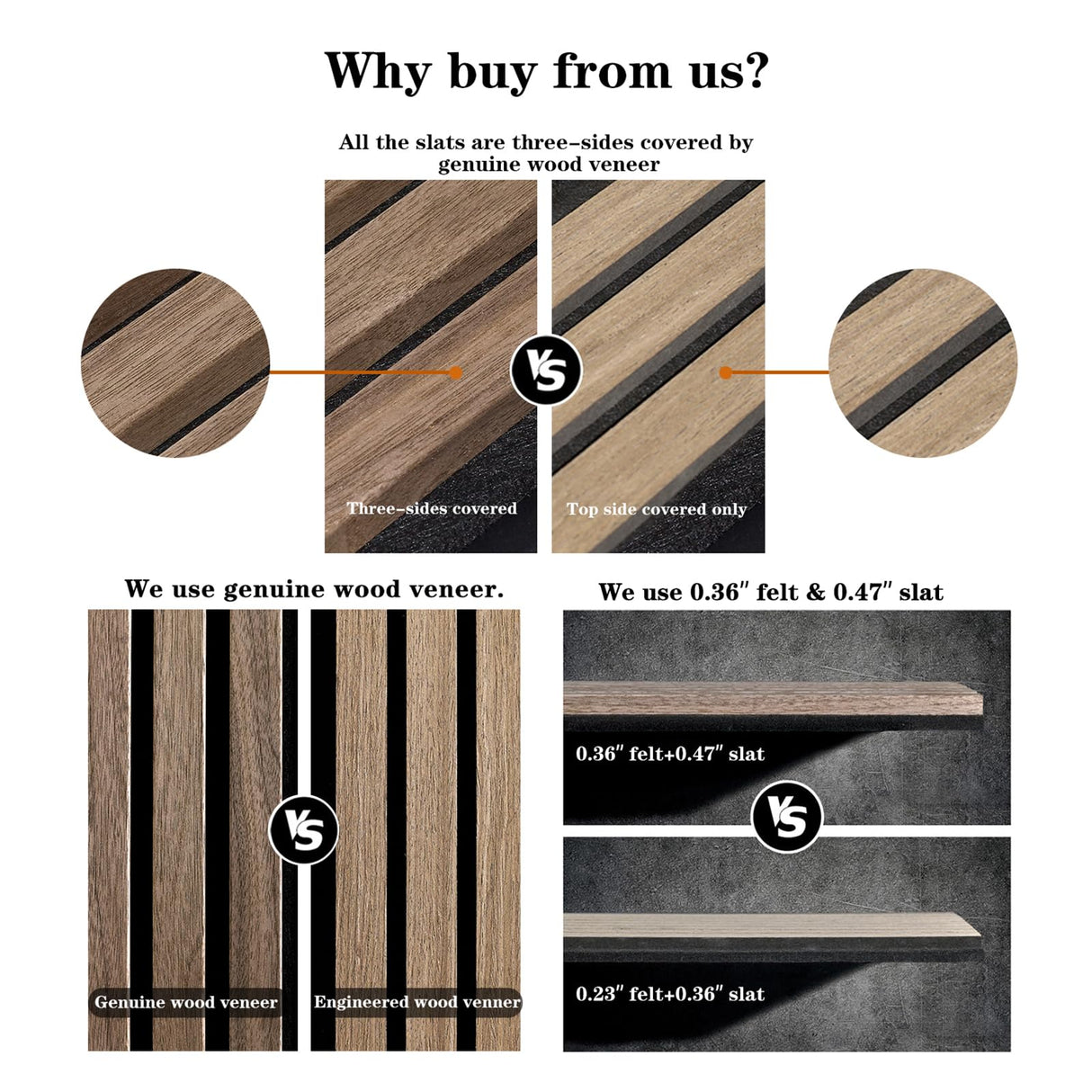 ARMURO Wood Panels for Wall - 2 PCS Wood Slat Wall Panel, Natural Walnut Veneer Acoustic Wall Panels - 12.6" W x 94.5" L ARMURO