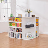 Zethvax Retail Counter,L Shaped Reception Desk for Retail Stores,Modern Checkout Counter with Storage Cabinet, Lockable Drawer, Display Shelves & Built-in Power Outlets Zethvax