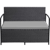 Greesum Patio Loveseat PE Rattan Wicker Outdoor Furniture with Soft Cushions & Built-in Storage Space for Lawn Garden Backyard, Black Greesum
