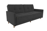 DHP Andora 76 Inch Futon Sofa Bed, Modern Upholstered Couch Sleeper with Button Tufted Back and Seat, Grey DHP