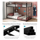 Furniture of America Dravenor Modern Metal Twin Over Twin Low Profile Bunk Bed with Reversible Ladder and Twnty-Two Slats, No Box Spring Required, for Kids, Bedroom, Dorm, Black Furniture of America