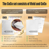 TransOurDream Tru-Sublimation Blanks Coco Sets, Silky Fabric 10 Sheets for Cotton, Light/Dark Fabrics and Sublimation Paper 130g 10 Sheets 8.5x11’’ TransOurDream