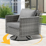 HOOOWOOO Wicker Patio Conversation Sets,8 Piece Outdoor Furniture Set with Swivel Rocking Chairs,All Weather Resistant Modern Outside Out Door Rattan Couch Chairs Side Table Set,Charcoal Gray HOOOWOOO
