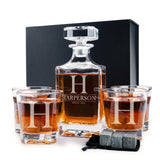 Personalized 5 pc Whiskey Decanter Set - 9 Design Options - Limited Edition, Custom Liquor Decanter | 25 Oz, 750ml Liquor Decanter w/ 4pcs Whiskey Glass Set #1 Amazing Items