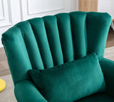 ZETZU Mid Century Modern Accent Chair Upholstered Armchair Comfy Velvet Fabric Single Sofa with Lined Wingback for Small Spaces Bedroom Living Room, Velvet Green, 30.1D x 30.5W x 35H in ZETZU