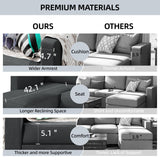 Shintenchi Convertible Sectional Sofa Couch, Modern Linen Fabric L-Shaped Couch 3-Seat Sofa Sectional with Reversible Chaise for Small Living Room, Apartment and Small Space (Black) Shintenchi