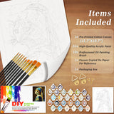 NiArt Paint by Numbers for Adults Beginners, DIY Paint by Numbers on Canvas for Kids, Oil Painting Kits for Gift Home Wall Decor, 10 Brushes and Acrylic Paint,16x20 Inch,(Pearl-Earring Cat, Unframed) NiArt