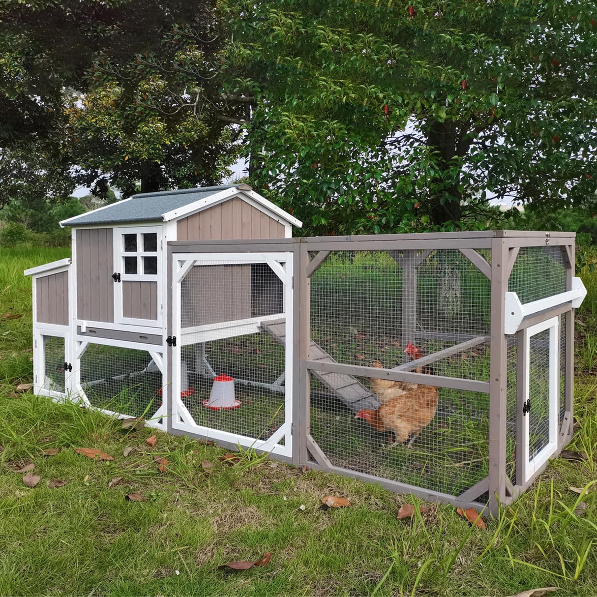 Magazoopet 95.3" Large Chicken Coop with Run, Tractor Hen Chicken House with 3 Nesting Boxes, Portable Duck Rabbit Quail Hutch Poultry Cage for 4-6 Chickens with 6 Access,Pull-Out Tray Magazoopet
