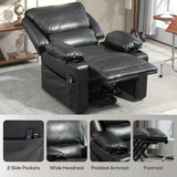 HOMCOM Power Lift Recliner Chair for Elderly, Wide Faux Leather Lift Chair with Vibration Massage and Heat, Overstuffed Reclining Single Sofa with Remote, USB Port, Side Pockets, Black HOMCOM