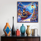 Christmas Tree Train Diamond Painting Kits for Adults, 5D Winter Diamond Art Kits for Adults Beginners, DIY Full Round Drill Diamond Dot Painting Gem Art Kits for Adult, Home Wall Decor 13.8x13.8 Inch LKHMVCA