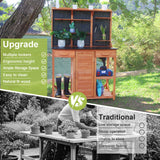 Outdoor Potting Bench,Wooden Potting Table with Metal Tabletop,Garden Work Bench with Drawer and Free Matching Storage Cabinet Shelf/Hooks for Backyard,Patio,Greenhouse (Black, 40 * 59 * 20in) Agitree