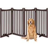 Yaheetech 36" H Extra Tall Freestanding Pet Gate 4-Panel Wooden Dog Fence with 2 Support Feet Folding Dog Gate for Indoor, Stairs, Doorway, Halls, Kitchen Wooden Pet Barrier Espresso, 79.5" L x 36" H Yaheetech