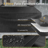 Aoxun 8 Piece Patio Furniture Set with 44” Fire Pit Table Paito Conversation Set Wicker Rattan Outdoor Sectional Sofa Set with Waterproof Cover and Thickened Cushions (Grey/Blue) Aoxun