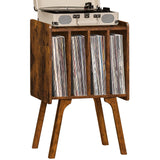 Lerliuo Record Player Stand with Storage Holds Up to 80 Albums, Turntable Stand with Beech Wood Legs, Mid-Century Record Player Table,Brown Vinyl Holder Display Shelf for Bedroom Living Room Lerliuo
