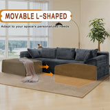 Korser 108" Sectional Couches for Living Room, Modular Sectional Sofa with L-Shape Chaise, Cloud Couch, Comfy Corduroy Fluffy Couch with Deep Seat and Side Pockets, No Assembly Required Korser