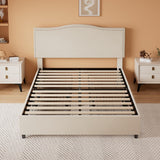 VECELO Queen Bed Frame, Platform Bed Frame with Underbed Storage Drawers and Adjustable Height Upholstered Headboard, Heavy-Duty Frame and Strong Wooden Slats Support, Noise-Free, Easy Assembly, Beige VECELO