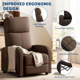 GarveeHome Linen Fabric Manual Recliner Chair, with Side Pocket, High Backrest, Thick Cushion, Adjustable Push Back Recliner, Lazy Lounge Chair for Living Room, Home Theater, Bedroom, Brown GarveeHome
