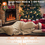 PUKAMI Electric Fireplace with Mantel,Freestanding Stone Fireplace Heater TV Stand with Remote Control, Realistic Flame Effect and 3D Log, 750W/1500W (36 inch) PUKAMI