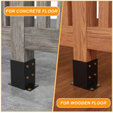 AOSTD 4x4 Post Base 4 Pcs- Inner Size 3.5x3.5 Inch Wood Fence Post Anchor - 13 Gauge Heavy Duty Solid Steel Black Powder-Coated Railing Post Brackets for Support Deck, Pergola - Includes Screws AOSTD