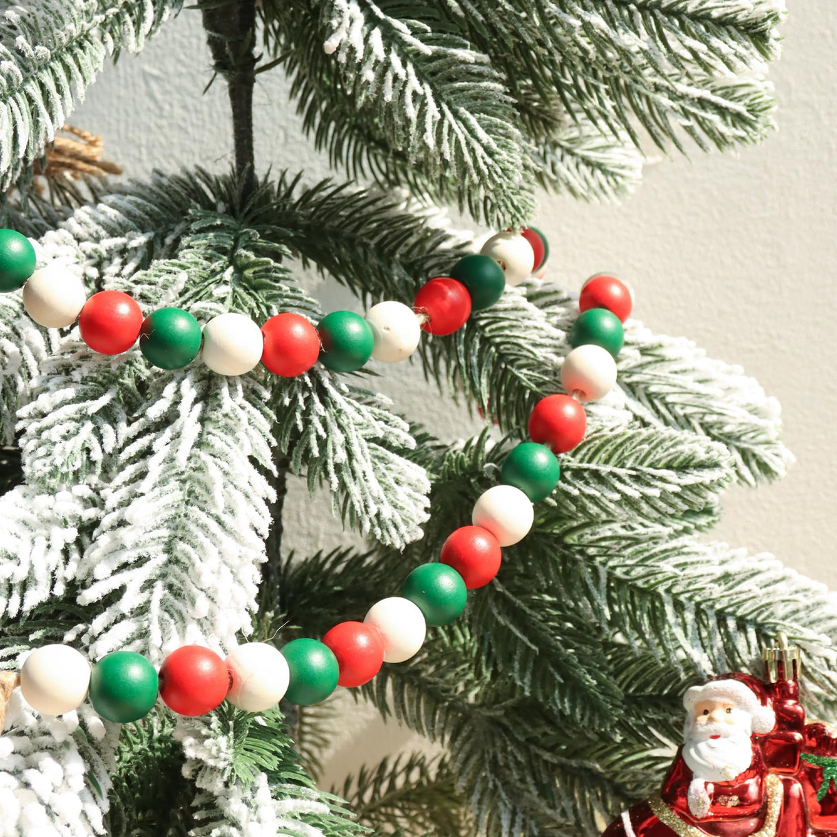 Christmas Wood Bead Garland,39in Farmhouse Beads with Tassels Christmas Tiered Tray Decor Wall Hanging Home Ornaments for Christmas Tree Decorations Meplait