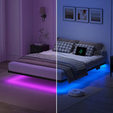 YORMDMO Floating Bed Frame Queen Size, Heavy Duty Bedframe with Smart LED Lights & Charging Station, Modern Metal Platform Bed, Easy Assembly No Box Spring Needed, 10 Inch YORMDMO